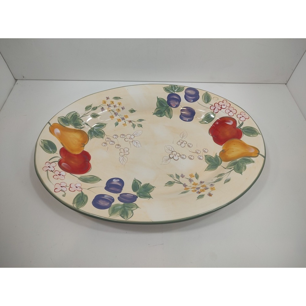 18"‎ Hand Painted Serving Platter  (Apples, Pears,Grapes)Japan